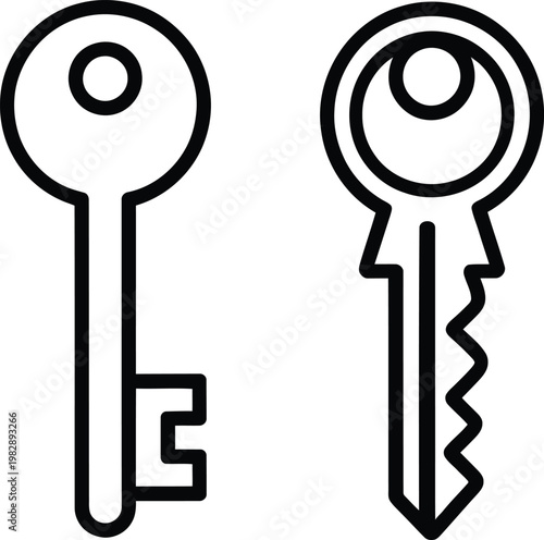 Two distinct keys with different bow and bit designs shown side by side
