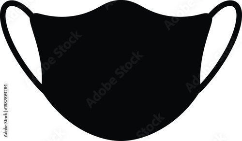 A simple black face mask with adjustable ear loops for protection.