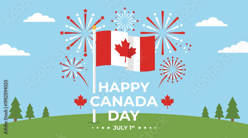 Canadian Flag Fireworks Display Celebration.