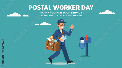 Man in postal worker uniform walking.