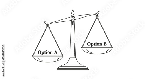 Scales of justice with options a and b a visual representation of decision making