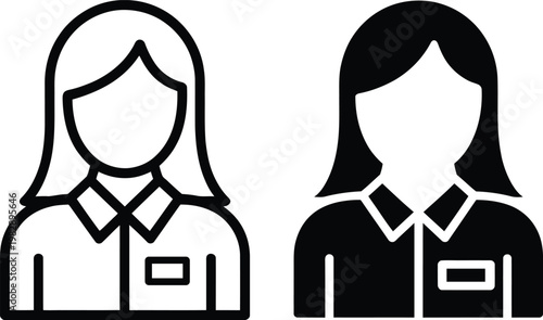 Two school uniforms depicted with contrasting hair and attire styles