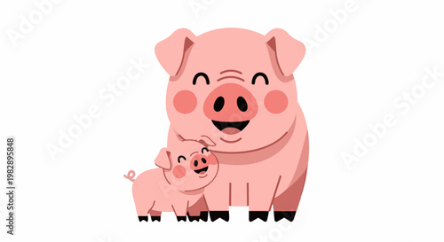 Cute 4k video of happy pig and little piglet in ultra hd original content for commercial use