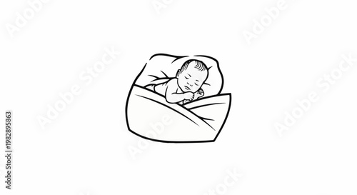 Peaceful baby sleeping soundly wrapped in a blanket