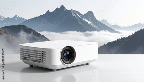 White projector on mountain background.