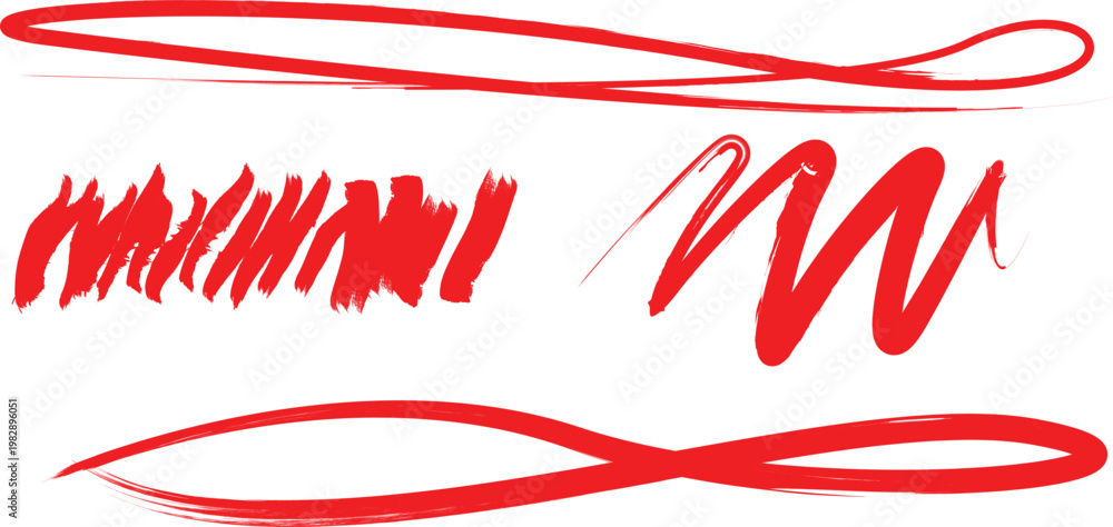 Fototapeta premium Underlines and scribbles set . Doodle vector brush Stroke . Correction scribble. Isolated paintbrush collection . Vector streak. Hand drawn underline, highlighter.