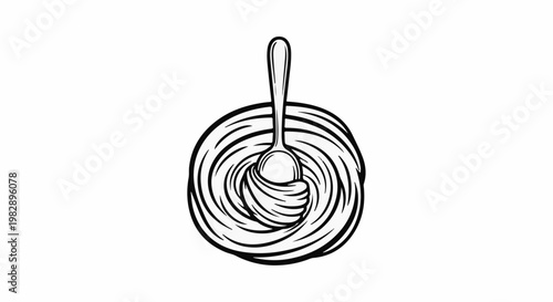 Stylized illustration of a spoon in creamy swirl