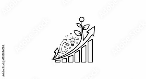 Stylized illustration of growth, ideas, and progress