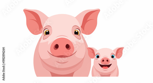 Smiling pig and piglet in 4k ultra hd original content for commercial use