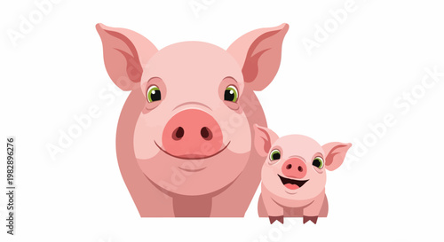 Ultra HD 4k video of a happy pig and little piglet in original content for commercial use.