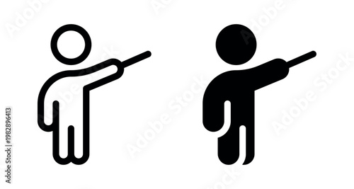 Professional Instructor Pointing Out Target Minimalist Outline Symbol Art