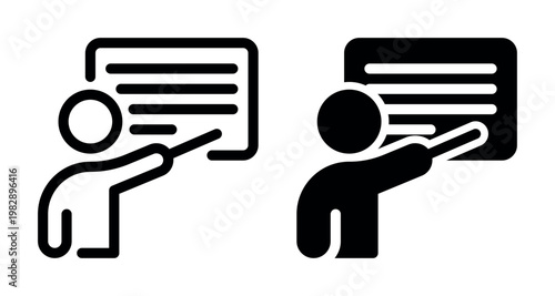 Teacher Explaining Educational Material on Projector Screen Symbol Art