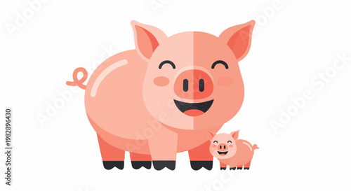Smiling pig and little piglet in 4k ultra hd original content for commercial use
