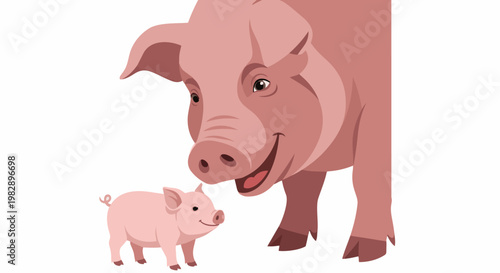 An ultra hd 4k video of a smiling boar and a little pink piglet standing together in original content for commercial use