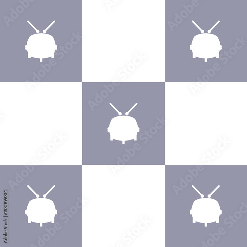 Japanese Taiko Drum Pattern on Blue Checkerboard Background