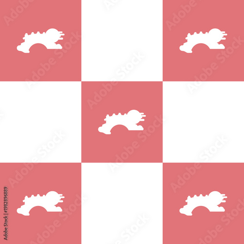 Minimalist Pink and White Japanese Bridge Checkered Grid