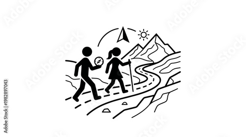Couple Hiking Through Mountain Trail