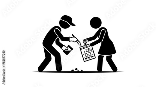 Robbery Scene Two Stick Figures Interacting