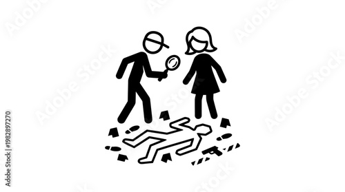 Detective Investigating Crime Scene with Witness