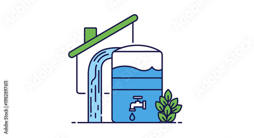 Water Tank With Faucet Outdoors.