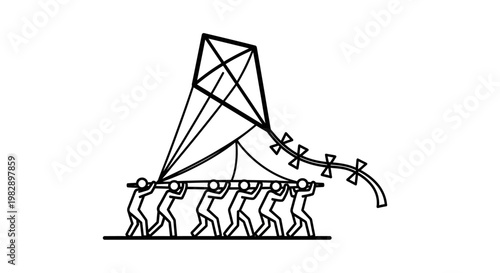 People pulling large metal farming equipment.