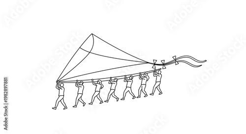 People pulling rope together teamwork.