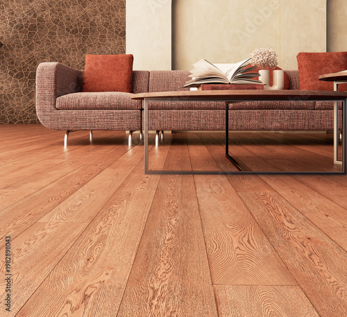 3D render, illustration Luxury modern living room interior,  realistic lighting, wide angle, contemporary furniture, clean lines, minimalist decor, elegant home design, large window