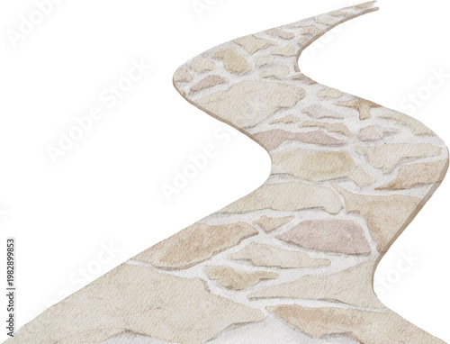 Winding Stone Path Watercolor Illustration