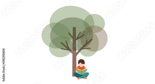 Person Sitting Under a Tree Reading.