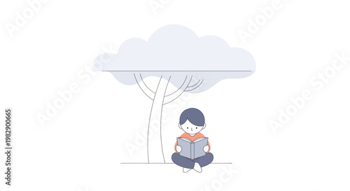 Sad little boy sitting alone outside.