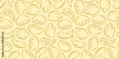 potato chips pattern. doodle potato chips pattern background. potato chips seamless pattern background. unhealthy snacks chips pattern.