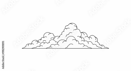 Stylized cartoon-like cumulus clouds with simple curved lines for eyes