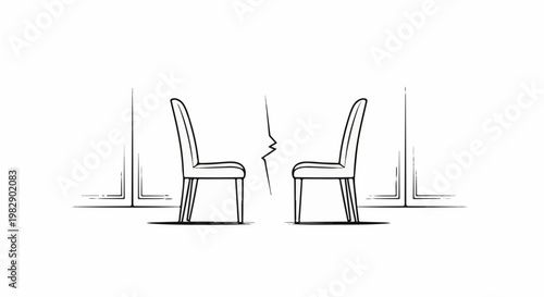 Two chairs facing each other across a sharp divide