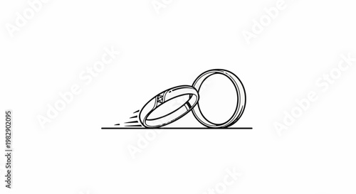 Two flying discs, one with motion lines, in a simple black and white illustration