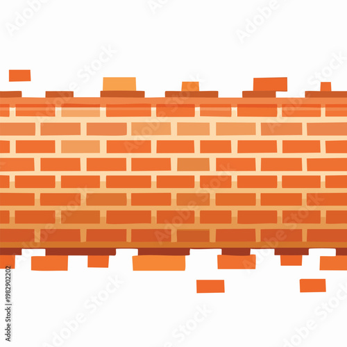 Abstract illustration of a red brick wall graphic with a white background