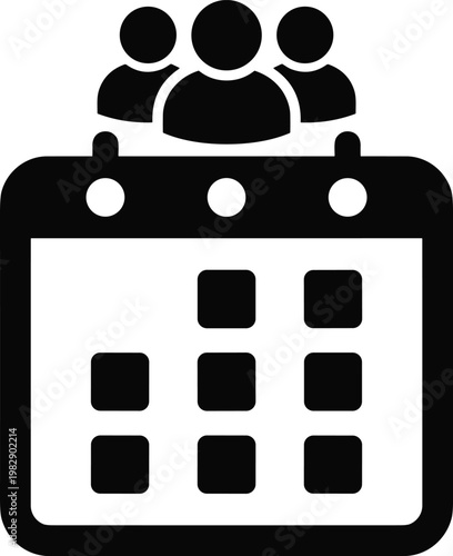 A calendar with people icons, indicating planning and scheduling activities.
