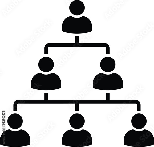 Hierarchical Team Structure on White Background