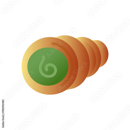 Matcha cream roll Swiss roll flat icon. Green tea spiral rolled cake. Colored vector illustration isolated on white
