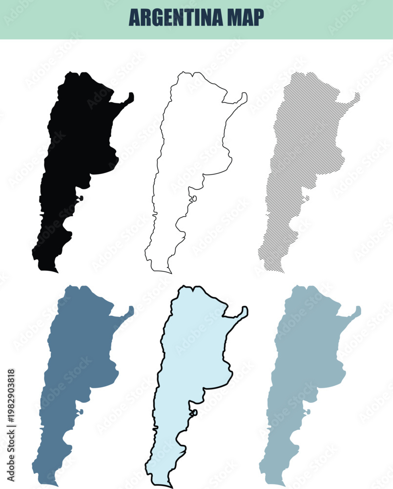 Fototapeta premium Argentina Province Outline Maps in Various Styles for Geographic Presentation