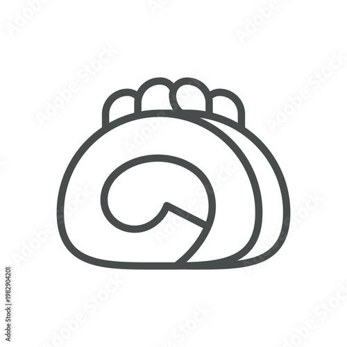 Swiss roll cake outline icon. Spiral rolled sponge with cream filling. Line vector illustration isolated on white
