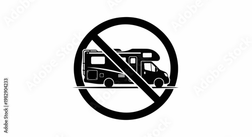 Prohibition symbol over a recreational vehicle outline