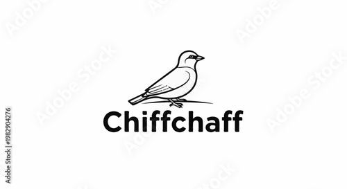 Outline of a bird perched on a branch above bold black text