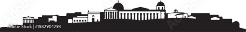 Ancient greece architecture cityscape panorama silhouette icon set historical landmark