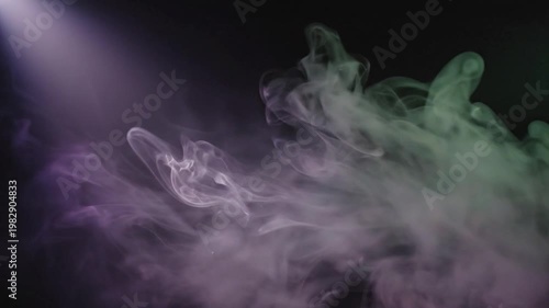 Abstract purple smoke clouds on black with soft light