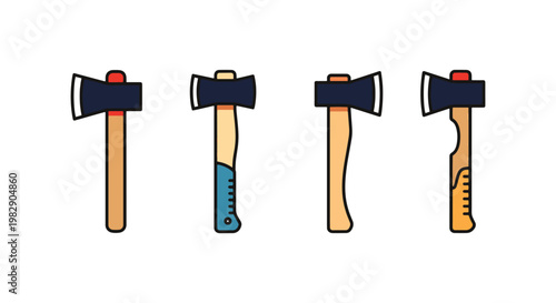 Hatchet Line art vector set abstract clean minimal