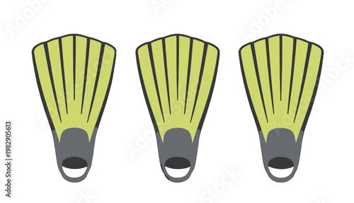 Diver Flippers Vector Illustration, Isolated Swim Fins Design for Diving and Snorkeling