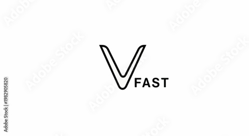 A stylized black V shape with the word FAST to its right on white
