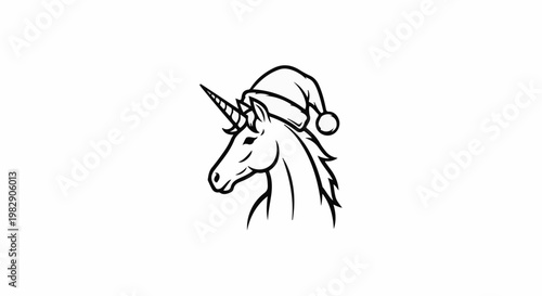 Unicorn wearing a Santa hat