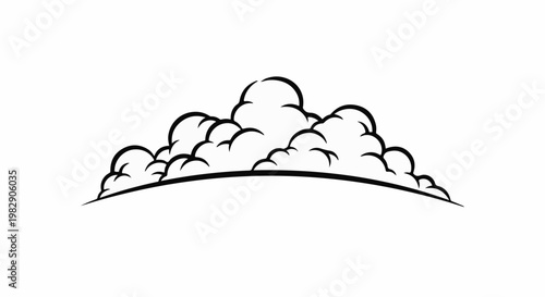 Stylized cartoon clouds with a curved horizon line