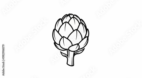 Simple line art illustration of a single artichoke on a white background
